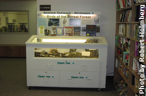 Travelling display in the Athabasca Public Library. Photo by Robert Holmberg